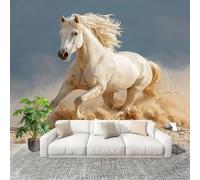 Générique 3D Panoramique papier peint Photo ModèLe De Cheval Dynamique Papier Peint Intissé Amovible 250x175 cm Jaune Clair Décoration Fresque Murale Pour Salon Chambre Enfant Chambre