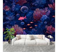 Générique 3D Panoramique papier peint Photo Un Monde Sous-Marin Merveilleux Papier Peint Intissé Amovible 250x175 cm Violet Décoration Fresque Murale Pour Salon Chambre Enfant Chambre