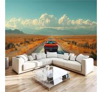 Générique 3D Papier Peint Autoroute Nature Sauvage Coucher De Soleil Panoramique intissé Murale Papier Peint xxl Fresque Murale Moderne Peinture Murale Décorative pour Salon Chambre 366x254 8yf109