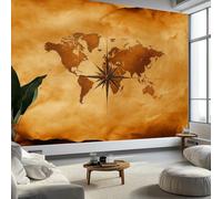 Générique 3D Papier Peint Boussole Carte, Peinture Murale Intissé Photo Shabby Extrême Mural Poster Salon Chambre Mur de fond Chambre des Enfants Bureau Décoration de Maison, 400 x 280 cm (L x H)