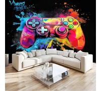 Générique 3D Papier Peint Graffiti coloré sur une console de jeu Papier Peint Panoramique Mural 300x210 cm Affiche Géante Décoration Pour Salon Chambre Chambre D'Enfant Décoration Murale