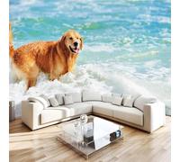 Générique 3d Papier Peint Intissé Chien Fait Coucou Panoramique Photo Poster Mural 250x175 Animal DéCoration Revetement Murale Fresque Pour Salon Et Chambre Couloir Restaurant2f331