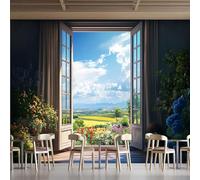 Générique 3d Papier Peint Intissé Jardin Porte Panoramique Photo Poster Mural 300x210 Vert DéCoration Revetement Murale Fresque Pour Salon Et Chambre Couloir Restaurant3f74