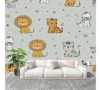 Générique 3D Papier Peint Intissé Murale Dessin Animé ThèMe Animalier Moderne Décoration Murale Fresque Gris Panoramique Fresque Pour Salon & Chambre Fond Tv Décoration Facile À Poser 400x280cm