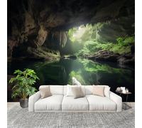 Générique 3D Papier Peint Intissé Murale Grotte VéGéTale PaysagèRe Moderne Décoration Murale Fresque Vert Panoramique Fresque Murale Pour Salon & Chambre Fond Tv Décoration Facile À Poser 400x280cm