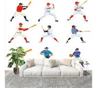 Générique 3D Papier Peint Intissé Murale Joueurs De Baseball Moderne Décoration Murale Fresque Blanc Panoramique Fresque Murale Pour Salon & Chambre Fond Tv Décoration Facile À Poser 250x175cm