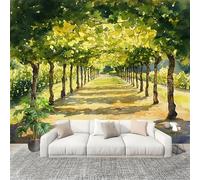 Générique 3D Papier Peint Intissé Murale Raisins D'éTé Pastoraux Moderne Décoration Murale Fresque Vert Panoramique Fresque Murale Pour Salon & Chambre Fond Tv Décoration Facile À Poser 200x140 cm