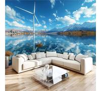 Générique 3D Papier Peint Lac De Snow Mountain Panoramique intissé Murale Pays Nordiques Nature Papier Peint xxl Fresque Murale Moderne Peinture Murale Décorative pour Salon Chambre 250x175 9yf134