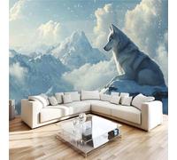 Générique 3D Papier Peint Montagne Enneigée Loup Panoramique intissé Murale Nordique Sauvage Papier Peint xxl Fresque Murale Moderne Peinture Murale Décorative pour Salon Chambre 400x280 11yf376