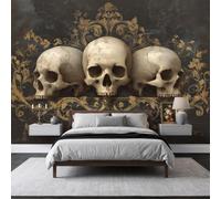 Générique 3D Papier Peint Murale Motif Crâne gothique Papier Peint Panoramique Mural Affiche Géante Décoration Pour Salon TV Fond Chambre D'Enfant Décoration 250 x 175 cm Luxe