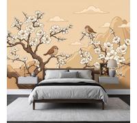 Générique 3D Papier Peint Murale Motif Oiseau Floral chinois Papier Peint Panoramique Mural Affiche Géante Décoration Pour Salon TV Fond Chambre D'Enfant Décoration 250 x 175 cm Style Oriental
