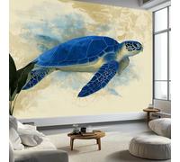 Générique 3D Papier Peint Océan Vintage Tortue, Peinture Murale Intissé Photo Shabby Chic Mural Poster Salon Chambre Mur de fond Chambre des Enfants Bureau Décoration de Maison, 400 x 280 cm (L x H)
