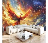 Générique 3D Papier Peint Or Phénix Flammes Panoramique intissé Murale Art Papier Peint xxl Fresque Murale Peinture Murale Décorative pour Salon Chambre 350x256 12yf332