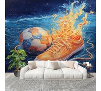 Générique 3D Papier Peint Panoramique 250x175cm Dessins De Football Sportif Tissus Non Tissés Murale Poster Bleu Foncé Murale pour Salon Adulte Chambre d'enfants Étude Décoration
