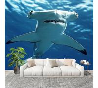 Générique 3D Papier Peint Panoramique 350x256cm OcéAn Animaux Requin Tissus Non Tissés Murale Poster Bleu Murale pour Salon Adulte Chambre d'enfants Étude Décoration