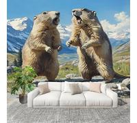 Générique 3D Papier Peint Panoramique 350x256cm prairie dogte Des Montagnes EnneigéEs Tissus Non Tissés Murale Poster Bleu Murale pour Salon Adulte Chambre d'enfants Étude Décoration