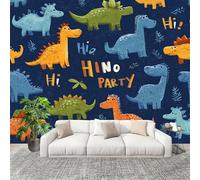 Générique 3D Papier Peint Panoramique 400x280cm Dessin Animé ThèMe Dinosaure Tissus Non Tissés Murale Poster Bleu Foncé Murale pour Salon Adulte Chambre d'enfants Étude Décoration