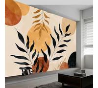 Générique 3D Papier peint panoramique abstrait fougères pois, papier peint panoramique murale style bohème pour salon chambre chambre d'enfant - Décoration murale photo 350L x 256H cm