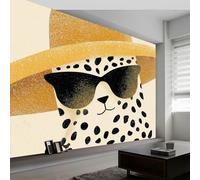 Générique 3D Papier Peint Panoramique Animaux Noir Pois Léopard 300L x 210H cm, Papier Peint Panoramique Murale Dessin Animé pour Salon Chambre Chambre d'Enfant - Décoration Murale Photo