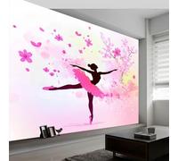 Générique 3D Papier peint panoramique ballet fille fleurs, papier peint panoramique murale style onirique pour salon chambre chambre d'enfant - Décoration murale photo 450L x 280H cm