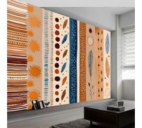 Générique 3D Papier Peint Panoramique Bohème Rayures Imprimé Animal, Papier Peint Panoramique Murale Sud Ouest Américain pour Salon Chambre Chambre d'Enfant - DéCoration Murale Photo 450L x 280H cm