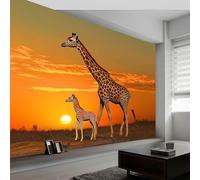 Générique 3D Papier peint panoramique Prairie Animaux Girafe, papier peint panoramique murale Paysage Naturel pour salon chambre chambre d'enfant - Décoration murale photo 200L x 140H cm