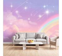 Générique 3D Papier Peint Panoramique Rêve Ciel Étoilé Nuage Grandes Poster | Papier Peint Intissé Arc-en-ciel Macaron 200x140 cm Pour Salon Chambre Chambre D'Enfant Décoration Murale
