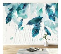 Générique 3D Papier peint panoramique style aquarelle animaux plumes, papier peint panoramique murale bohème pour salon chambre chambre d'enfant - Décoration murale photo 450L x 280H cm