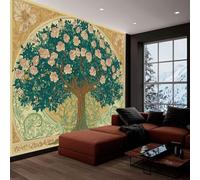 Générique 3D Papier Peint Panoramique Transitionnel, intissé 300 x 210 cm Muraux Tapisserie Arbre De Vie Fleurs Grandes Murales Poster pour Salon, Adulte Chambre d'enfants, Étude Décoration