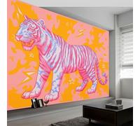 Générique 3D Papier Peint Panoramique Tropical Vintage Animaux Tigre Rayures 200L x 140H cm, Papier Peint Panoramique Murale Bohème pour Salon Chambre Chambre d'Enfant - Décoration Murale Photo