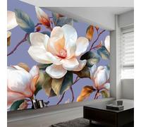Générique 3D Papier peint panoramique vintage magnolia feuilles, papier peint panoramique murale réalisme pour salon chambre chambre d'enfant - Décoration murale photo 500L x 280H cm