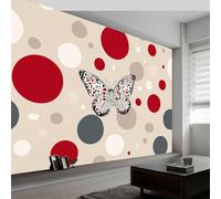 Générique 3D Papier Peint Panoramique Vintage Pois Animaux Papillon, Papier Peint Panoramique Murale Bohème 200L x 140H cm pour Salon Chambre Chambre d'Enfant - Décoration Murale Photo