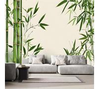 Générique 3D Papier Peint Peinture à L'encre Bambou Vert Esprit Zen Panoramique intissé Murale Papier Peint xxl Fresque Murale Moderne Peinture Murale Décorative pour Salon Chambre 300x210 9yf163
