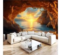 Générique 3D Papier Peint Plages Grottes Panoramique intissé Murale Coucher De Soleil Papier Peint xxl Fresque Murale Peinture Murale Décorative pour Salon Chambre 500x280 12yf111
