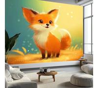 Générique 3D Papier Peint Rêve Animaux Renard, Peinture Murale Intissé Photo Style Cartoon Mural Poster Salon Chambre Mur de fond Chambre des Enfants Bureau Décoration de Maison, 200 x 140 cm (L x H)
