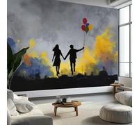 Générique 3D Papier Peint Ville Graffiti Couple Romantique Papier peint panoramique Gris Pour Salon Chambre Chambre D'Enfant Décoration Murale Poster 250 x 175 CM