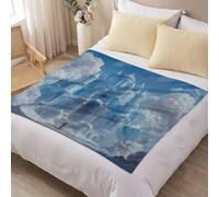 Générique 3D Plaid Couverture 130x150 cm Polaire Conte Romantique | Chaude Douce Flanelle Couverture de Lit Couvre-lit Jeté de Canapé, pour Fille Femme Adulte, Château Glace Mer Nuages
