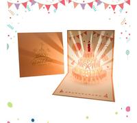 Générique 3D Popup Greeting Cards, Musical Birthday Celebration Postcard, 5.91x5.91 Inches, Colorful Surprise Decoration, Handcrafted Design Keepsake for Wife Sister Husband Daughter Kids