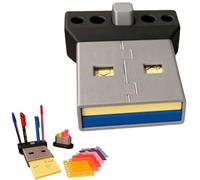 Générique 3D Printed Giant USB Organizer, Push Button Sticky Note Dispenser Drawing Stencils for Office, Desk Note Holder with Hidden Storage Compartment