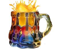 Générique 3D Printed Guitar Mug, Rainbow Music-Themed Coffee Cup, Novelty Heat-Resistant Glassware, Stylish Home and Office Drinkware, Artistic Design, Modern Gift for Musicians, Coffee, Tea