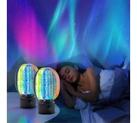 Générique 3D Rotating Aurora Night Light,360° rotating soft light aurora desk lamp,Romantic Aurora Projector,7 Colors Gradual Aurora Galaxy Projector Rotatings,USB Rechargeable,for Room Decor (2)