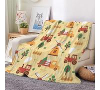 Générique 3D Tracteur Couverture en Flanelle Microfibre Doux Chaud Léger et Confortable Cartoon Camion Couvertures de Canapé et Couvre Lits pour Adultes 200x200 cm（Style 129-15）