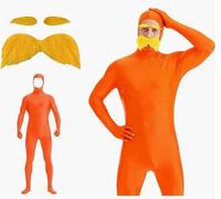 Générique 3PC Combinaison Intégrale pour Homme avec arbe+Sourcil+Deguisement Seconde Peau - Costume Slenderman pour Halloween, Fête de Carnaval