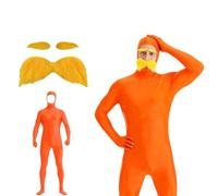 Générique 3pc Combinaison intégrale Unisexe pour Homme et Femme - Costume d'halloween - Costume Slenderman - Costume Lorax Ouvert- avec Barbe+sourcil - Combinaison Seconde Peau Carnaval
