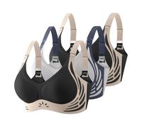 Générique 3PC Soutien Gorge Femmes sans Couture,Brassière Éponges Choc des Couleurs Bretelles Réglables,Comfortable sous-vêtements Soft Maintien Push Up,Bralette Respirant pour Quotidienne