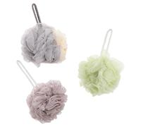 Générique 3pcs Boule de Bain Souple en Pe et Nylon pour Gommage Corporel, Accessoires de Bain Forte Capacité de Nettoyage, Vie Quotidienne Couleur Aléatoire