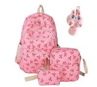 Générique 3pcs Bow Backpack Bags Set,Aesthetic Daypack Bow Rucksack,College Style Large Capacity Nylon Bow Bookbag Set,With Built-In Organizer,For Women Travel Daypacks (Red, SIZE)