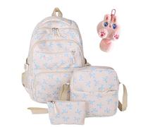 Générique 3pcs Bow Backpack Bags Set,Aesthetic Daypack Bow Rucksack,College Style Large Capacity Nylon Bow Bookbag Set,With Built-In Organizer,For Women Travel Daypacks (Blue, SIZE)