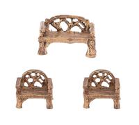 Générique 3pcs Chaise en Résine Marron pour Décoration de Micro-Paysage et Jardin, Résistant aux Intempéries Finition Peinte la Main, Charme Réaliste et Artisanat Soigné