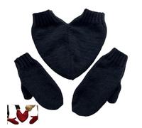 Générique 3PCS Couple Hand Holding Knit Gloves Set,Couple Holding Hands Heart Knit Gloves Set,Winter Warm Full Finger Knitted Mittens for Cold Weather